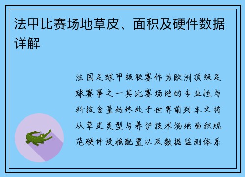 法甲比赛场地草皮、面积及硬件数据详解